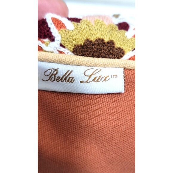 Decorative Bella Lux Geometric Throw Pillow 12"x12" Embroidered Design Cotton & - Picture 4 of 7